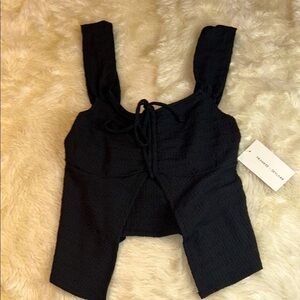 Frankee & Skylar Boho Black Sleeveless Top